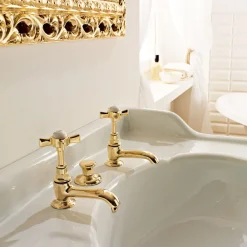 Viadurini Bathroom Waschbeckenarmaturen-Paar Vintage Waschtischarmaturen aus Messing Made in Italy - Katerina