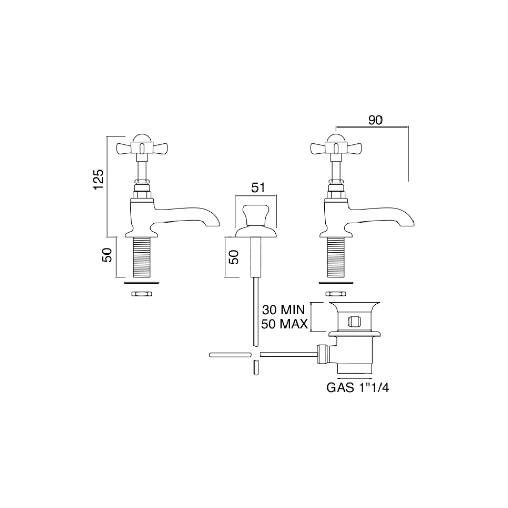 Viadurini Bathroom Waschbeckenarmaturen-Paar Vintage Waschtischarmaturen aus Messing Made in Italy - Katerina