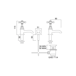 Viadurini Bathroom Waschbeckenarmaturen-Paar Waschtischarmaturen aus Messing im Vintage-Design Made in Italy - Elisea