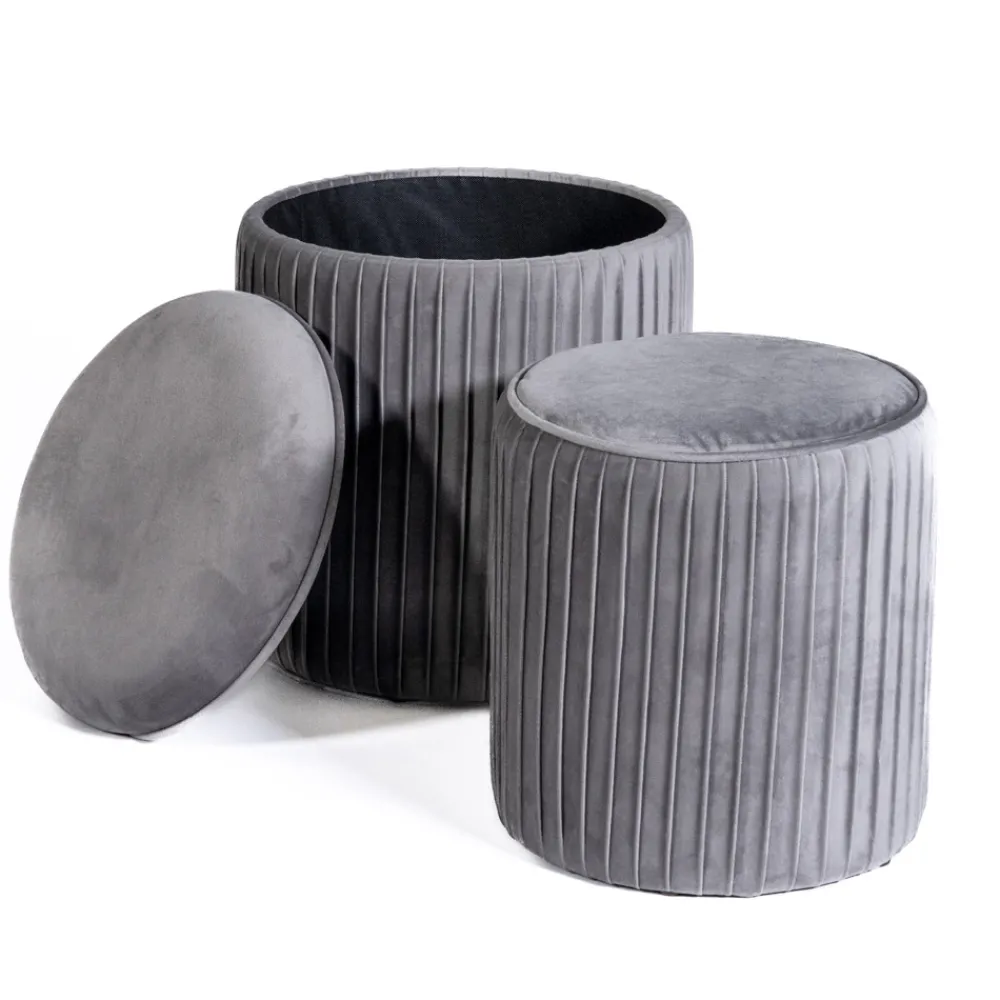 Viadurini Living Sitzsäcke|Sitzsäcke-Paar Wohnzimmerhocker mit Behälter aus farbigem Samt - Salema