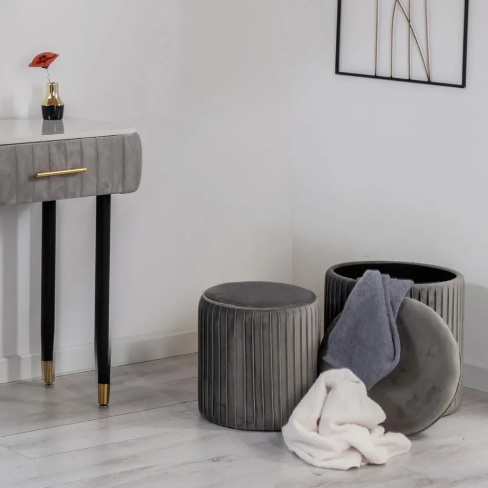 Viadurini Living Sitzsäcke|Sitzsäcke-Paar Wohnzimmerhocker mit Behälter aus farbigem Samt - Salema