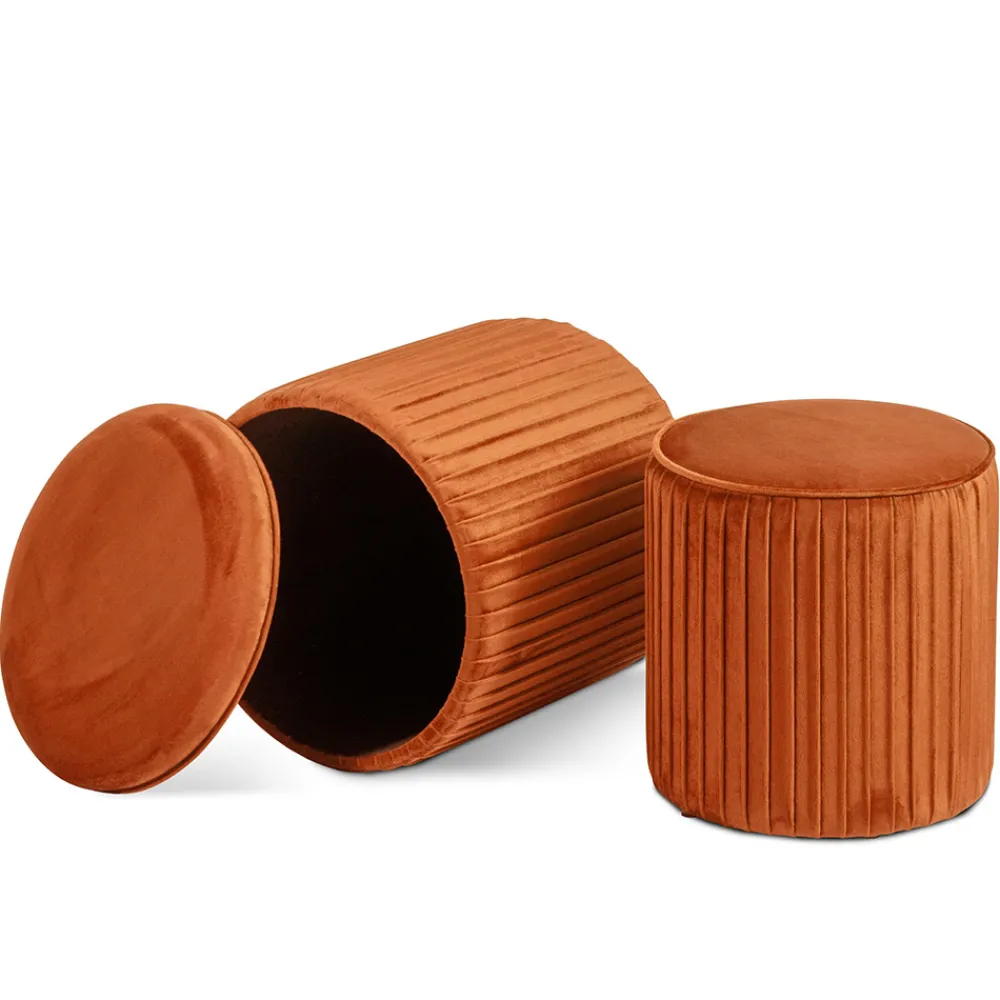 Viadurini Living Sitzsäcke|Sitzsäcke-Paar Wohnzimmerhocker mit Behälter aus farbigem Samt - Salema