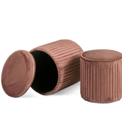 Viadurini Living Sitzsäcke|Sitzsäcke-Paar Wohnzimmerhocker mit Behälter aus farbigem Samt - Salema