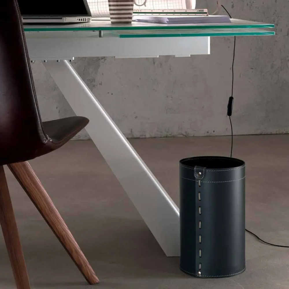 Limac Design Bürozubehör-Papierkorb aus regeneriertem handgefertigtem Leder Battista