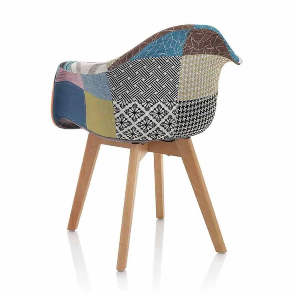 Viadurini Living Moderne Sessel-Patchwork Design Sessel aus Stoff mit Holzbeinen, 2 Stück - Selena