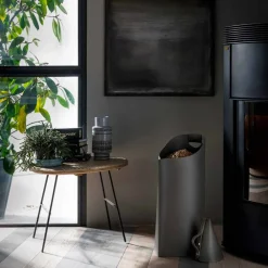 Firestyle Pelletkorb-Pelletkorb aus Leder und Pelletschaufel Sapir Design