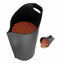 Firestyle Pelletkorb-Pelletkorb aus Leder und Pelletschaufel Sapir Design
