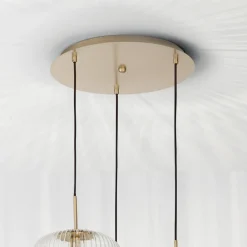 Viadurini Lighting Moderne Pendelleuchten-Pendelleuchte 3 Lichter aus farbigem mundgeblasenem Glas und Metall - Trissa