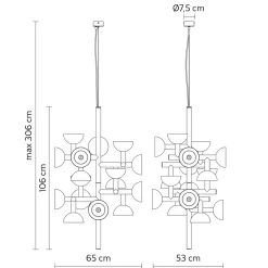 Viadurini Lighting Designer Pendelleuchten-Pendelleuchte 16 Lichter Design in Weiß oder Schwarz -Celio Aluminium