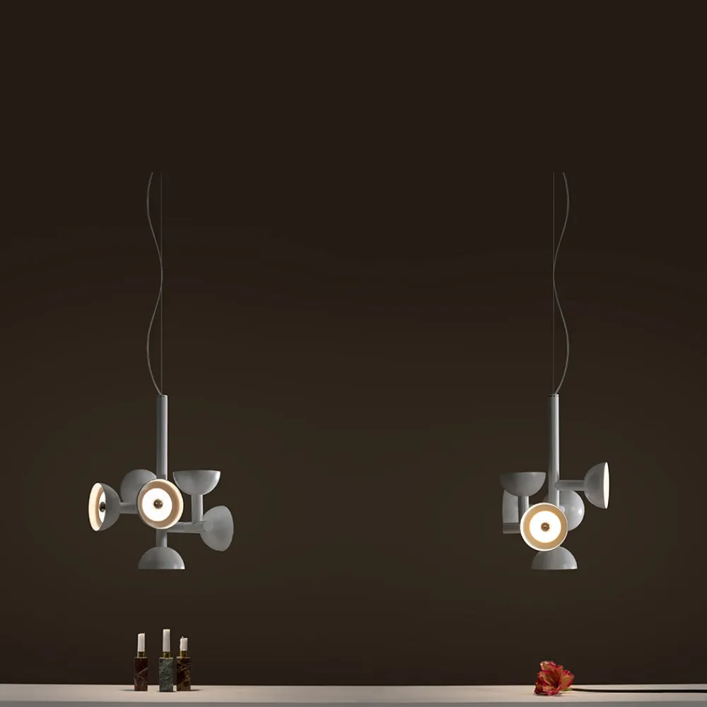 Viadurini Lighting Designer Pendelleuchten-Pendelleuchte 6 Lichter Design in Weiß oder Schwarz Aluminium - Celio