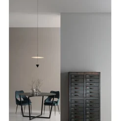 Viadurini Lighting Designer Pendelleuchten-Pendelleuchte aus Aluminium mit weißer Platte und schwarzem Kegel - Padel