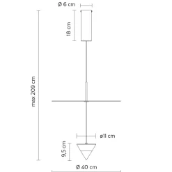 Viadurini Lighting Designer Pendelleuchten-Pendelleuchte aus Aluminium mit weißer Platte und schwarzem Kegel - Padel