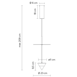 Viadurini Lighting Designer Pendelleuchten-Pendelleuchte aus Aluminium mit weißer Platte und schwarzem Kegel - Padel