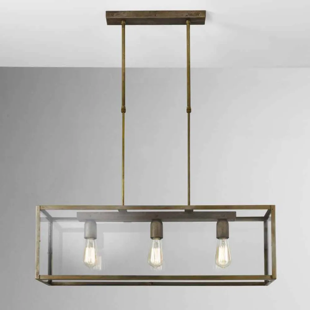 Il Fanale Pendelleuchten Vintage-Pendelleuchte aus Eisen und Glas 3 flammig London