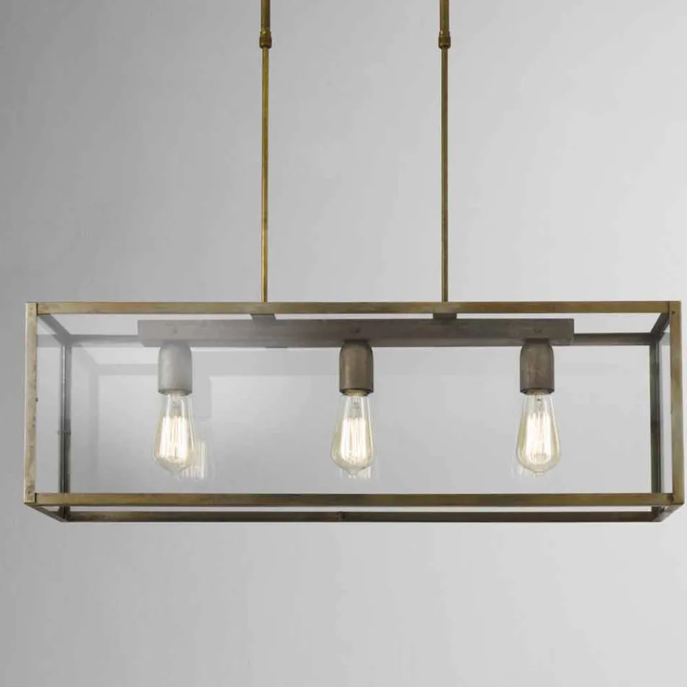 Il Fanale Pendelleuchten Vintage-Pendelleuchte aus Eisen und Glas 3 flammig London