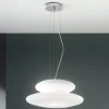 Viadurini Lighting Moderne Pendelleuchten-Pendelleuchte aus geblasenem weißem Glas und verchromtem Metall - Illumina