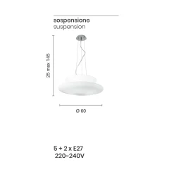Viadurini Lighting Moderne Pendelleuchten-Pendelleuchte aus geblasenem weißem Glas und verchromtem Metall - Illumina