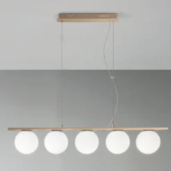 Viadurini Lighting Moderne Pendelleuchten-Pendelleuchte aus goldfarben lackiertem Metall und mundgeblasenem Glas - Birga