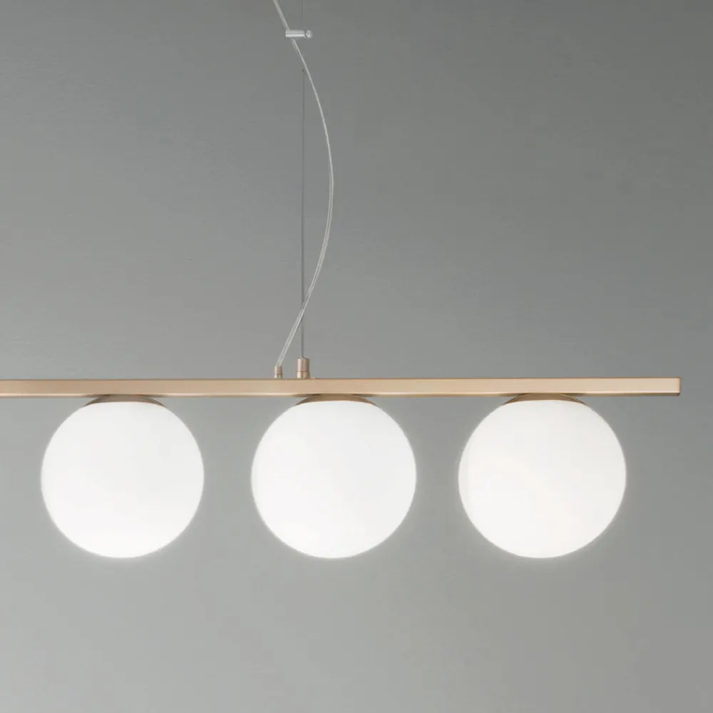 Viadurini Lighting Moderne Pendelleuchten-Pendelleuchte aus goldfarben lackiertem Metall und mundgeblasenem Glas - Birga