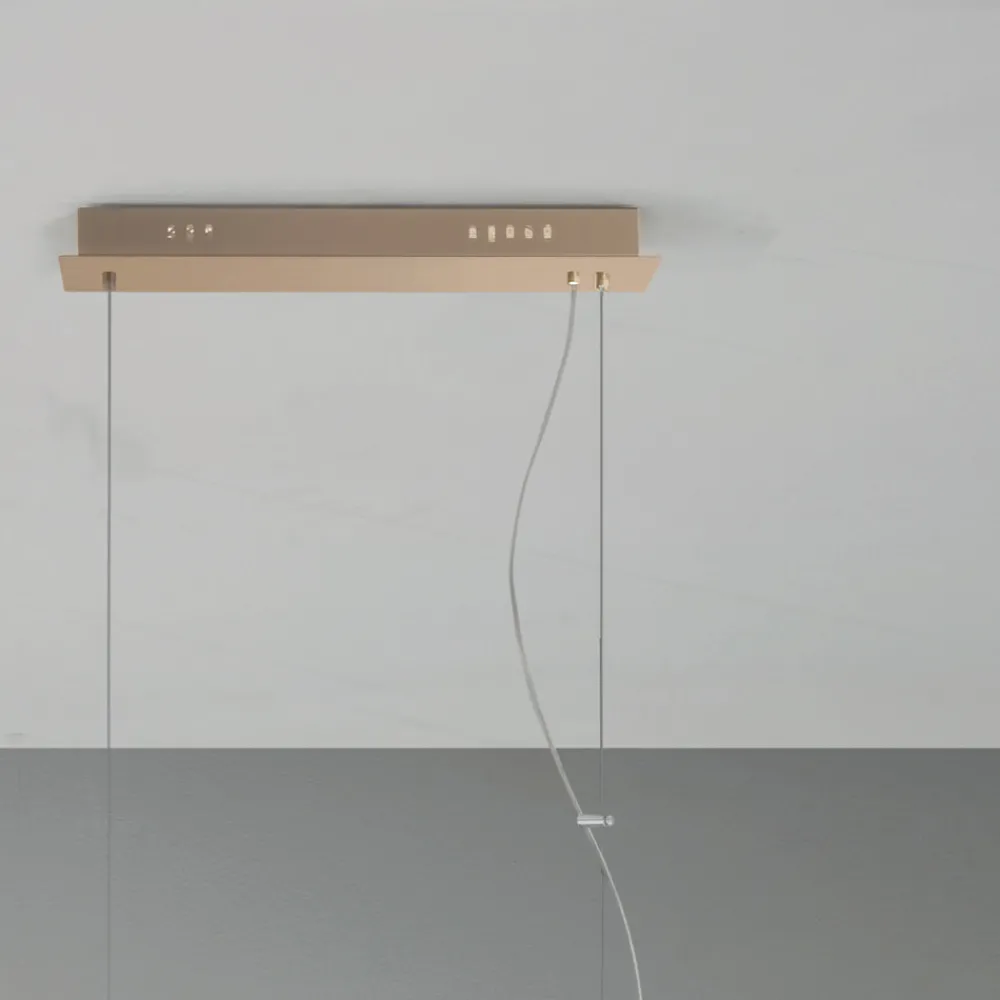 Viadurini Lighting Moderne Pendelleuchten-Pendelleuchte aus goldfarben lackiertem Metall und mundgeblasenem Glas - Birga