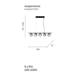 Viadurini Lighting Moderne Pendelleuchten-Pendelleuchte aus goldfarben lackiertem Metall und mundgeblasenem Glas - Birga