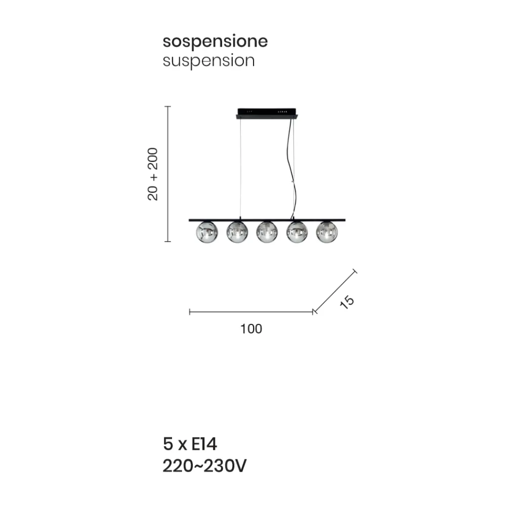 Viadurini Lighting Moderne Pendelleuchten-Pendelleuchte aus goldfarben lackiertem Metall und mundgeblasenem Glas - Birga