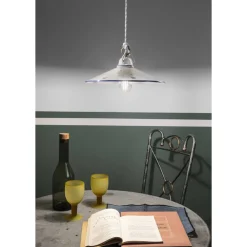 Ferroluce Pendelleuchten Vintage-Pendelleuchte aus handbemalter Keramik und Eisen 3 Größen - Asti