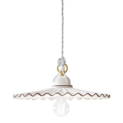 Ferroluce Pendelleuchten Shabby Chic-Pendelleuchte aus Keramik mit farbigem Kabel L'Acquila