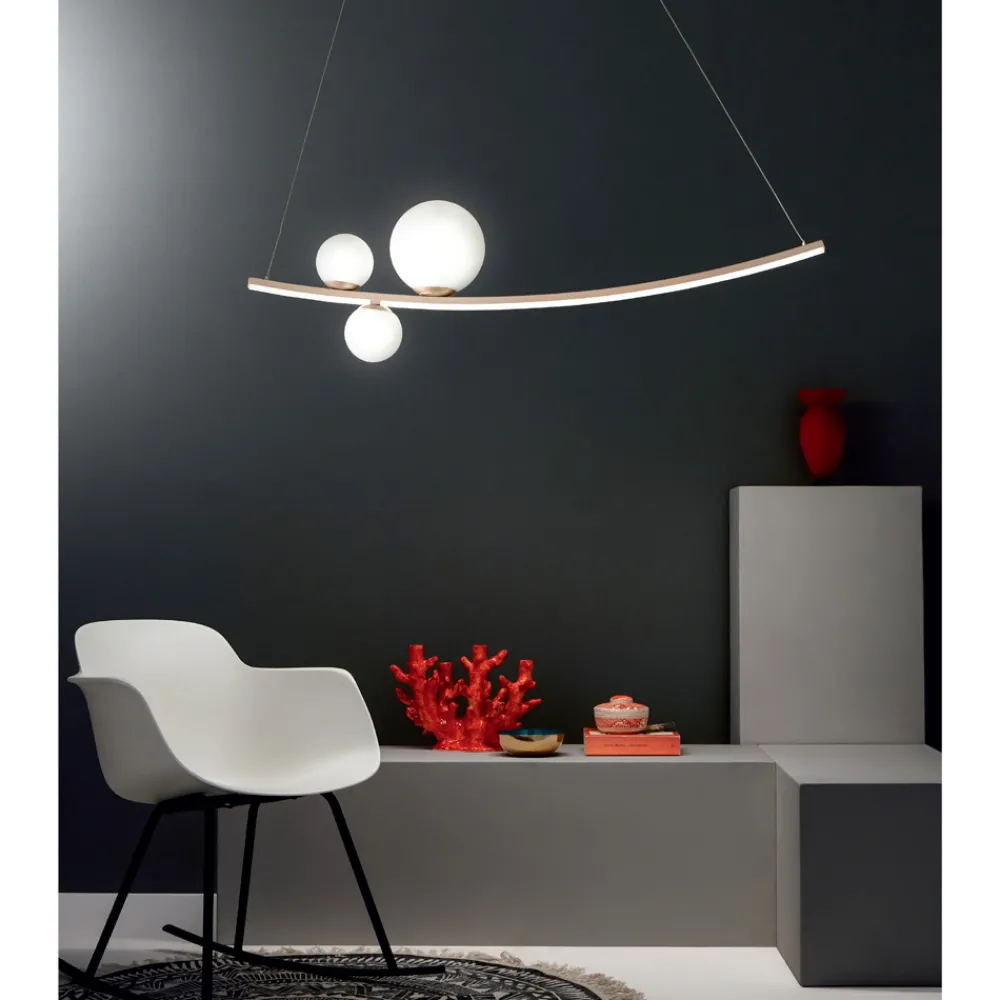 Viadurini Lighting Designer Pendelleuchten-Pendelleuchte aus lackiertem Metall und mundgeblasenem Glas - Partridge