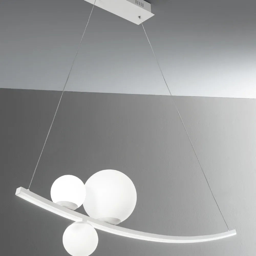 Viadurini Lighting Designer Pendelleuchten-Pendelleuchte aus lackiertem Metall und mundgeblasenem Glas - Partridge