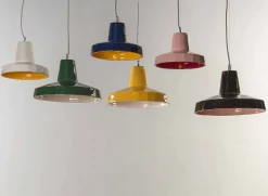 Toscot Pendelleuchten Vintage-Pendelleuchte aus Messing und toskanischer Majolika Rossi