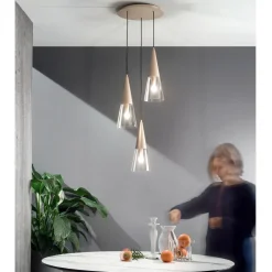 Viadurini Lighting Moderne Pendelleuchten-Pendelleuchte aus mundgeblasenem Glas mit Metallstruktur - Trentino