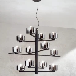 Viadurini Lighting Moderne Pendelleuchten-Pendelleuchte aus mundgeblasenem Glas mit Metallstruktur - Angelic
