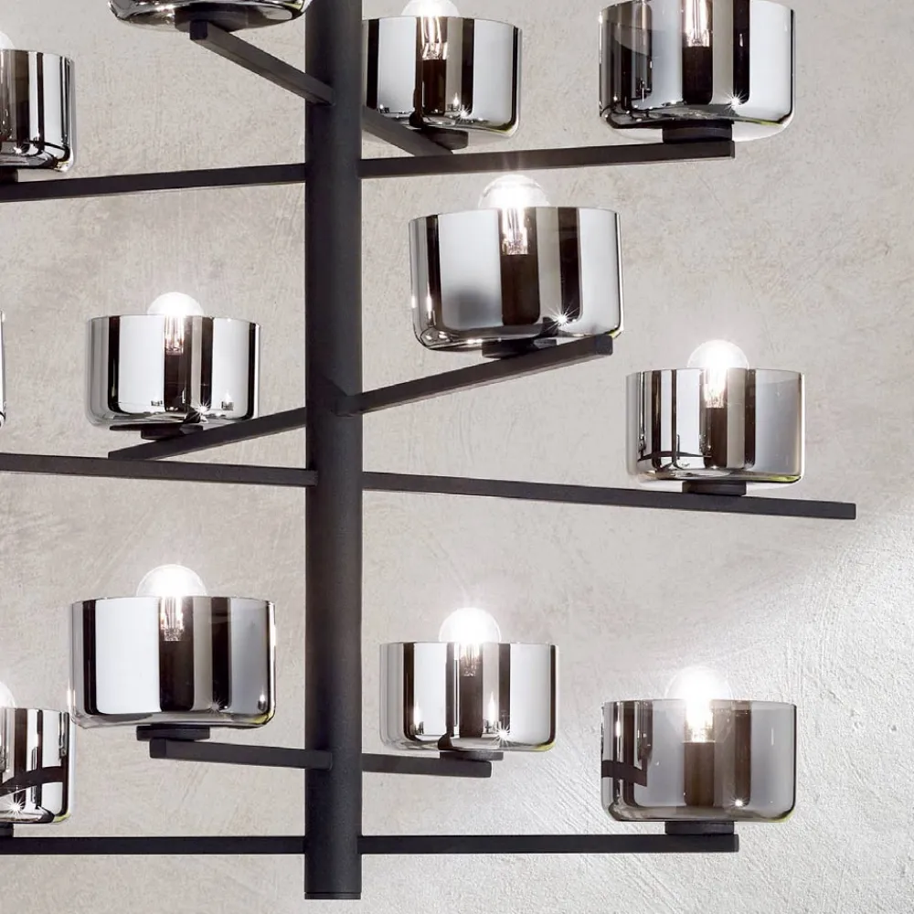 Viadurini Lighting Moderne Pendelleuchten-Pendelleuchte aus mundgeblasenem Glas mit Metallstruktur - Angelic