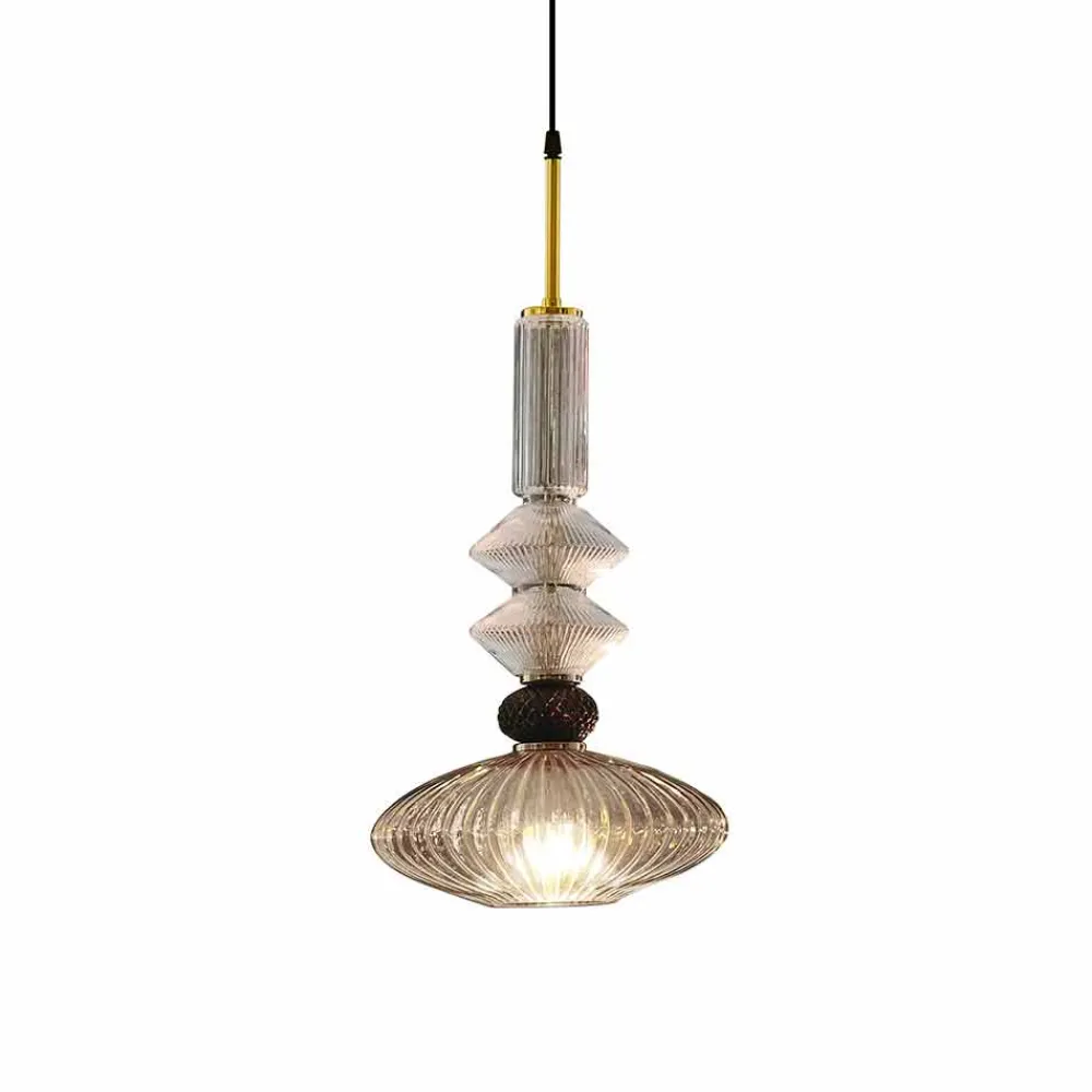 Viadurini Lighting Murano Lampen|Moderne Pendelleuchten-Pendelleuchte aus Muranoglas und Stoff, Made in Italy - Missi