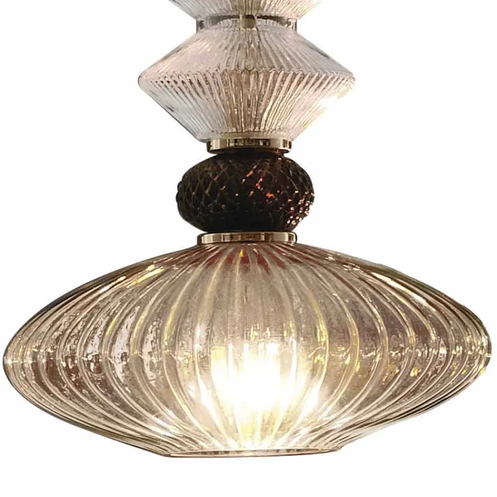 Viadurini Lighting Murano Lampen|Moderne Pendelleuchten-Pendelleuchte aus Muranoglas und Stoff, Made in Italy - Missi