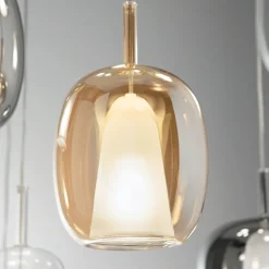 Viadurini Lighting Moderne Pendelleuchten-Pendelleuchte aus Satin und farbigem Glas Made in Italy - Trilly