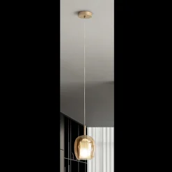 Viadurini Lighting Moderne Pendelleuchten-Pendelleuchte aus Satin und farbigem Glas Made in Italy - Trilly