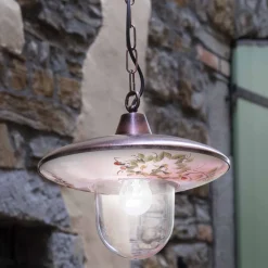 Ferroluce Design Beleuchtung-Pendelleuchte aus schwarzem kupfernem Aluminium mit handgefertigter Dekoration - Latina