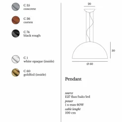 Viadurini Lighting Moderne Pendelleuchten-Pendelleuchte bicolor Stahl 60 x H 30x L.cavo100 cm Tara