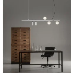 Viadurini Lighting Designer Pendelleuchten-Pendelleuchte Design Weißaluminium mit Glaskugeln und Strahlern - Exodus