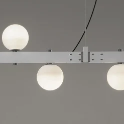 Viadurini Lighting Designer Pendelleuchten-Pendelleuchte Design Weißaluminium mit Glaskugeln und Strahlern - Exodus