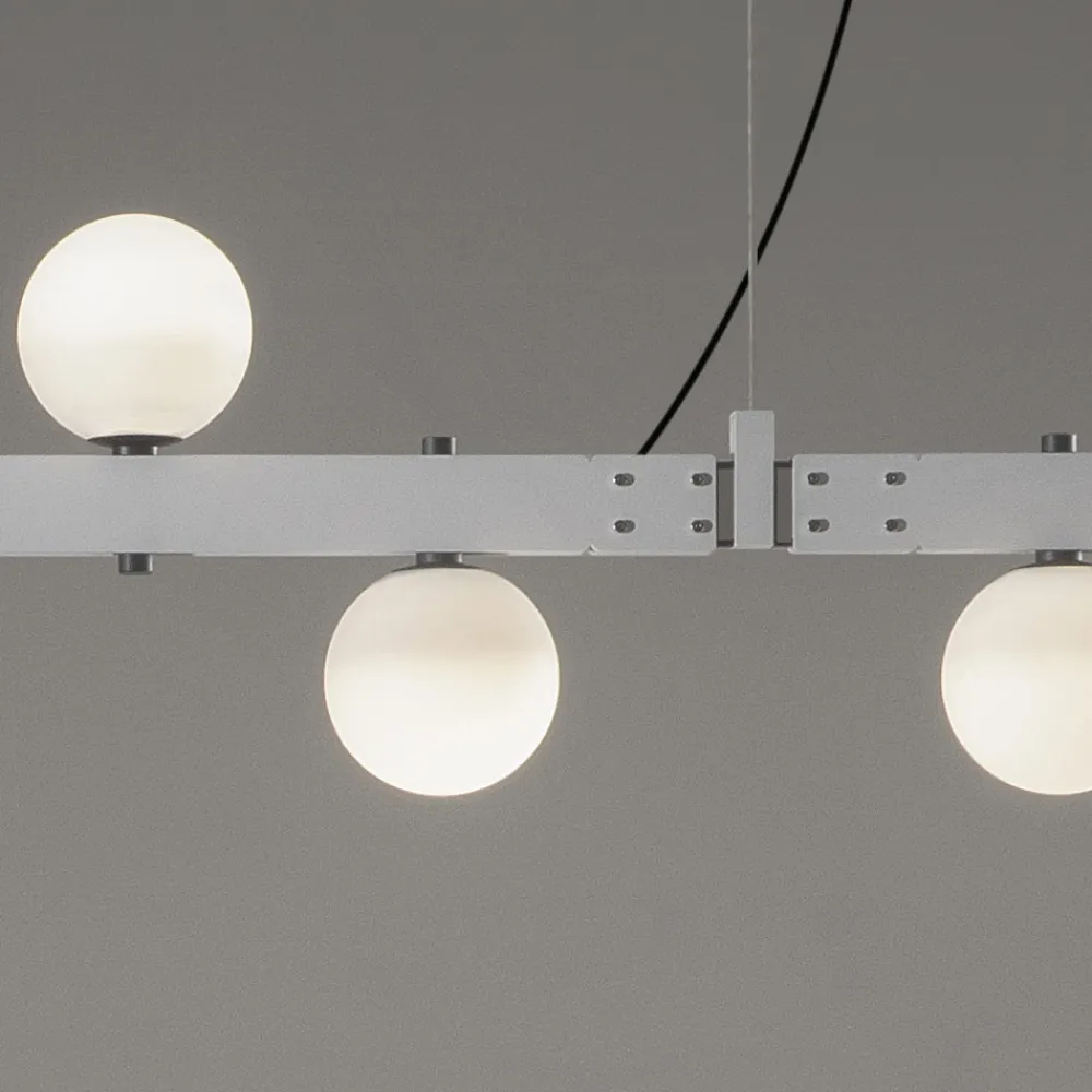 Viadurini Lighting Designer Pendelleuchten-Pendelleuchte Design Weißaluminium mit Glaskugeln und Strahlern - Exodus