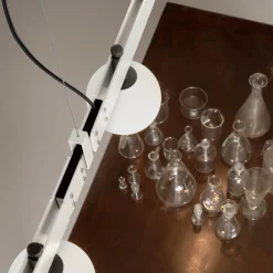 Viadurini Lighting Designer Pendelleuchten-Pendelleuchte Design Weißaluminium mit Glaskugeln und Strahlern - Exodus