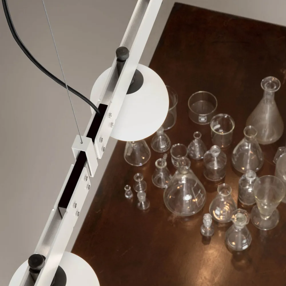 Viadurini Lighting Designer Pendelleuchten-Pendelleuchte Design Weißaluminium mit Glaskugeln und Strahlern - Exodus