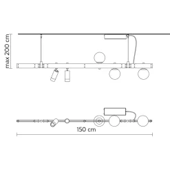 Viadurini Lighting Designer Pendelleuchten-Pendelleuchte Design Weißaluminium mit Glaskugeln und Strahlern - Exodus