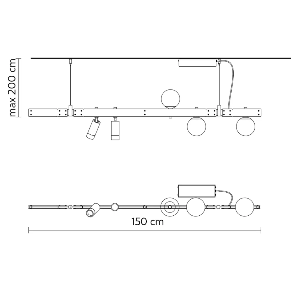 Viadurini Lighting Designer Pendelleuchten-Pendelleuchte Design Weißaluminium mit Glaskugeln und Strahlern - Exodus