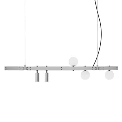 Viadurini Lighting Designer Pendelleuchten-Pendelleuchte Design Weißaluminium mit Glaskugeln und Strahlern - Exodus
