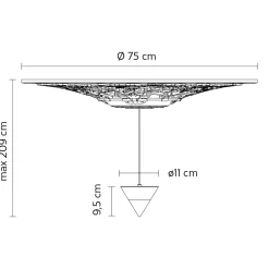 Viadurini Lighting Designer Pendelleuchten-Pendelleuchte Design weißer Gips und schwarzes Aluminium 1 Kegel - Tesera