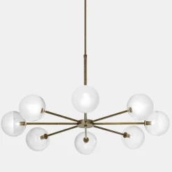 Il Fanale Designer Pendelleuchten-Pendelleuchte 8-flammig aus natürlichem Messing und Glas - Molecola von